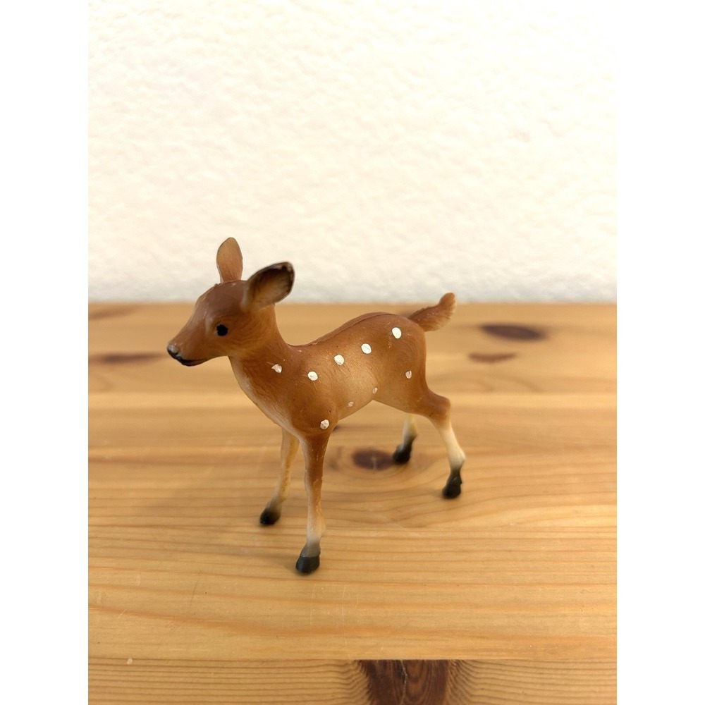Vintage 1960 Deer Figurine Hong Kong Fawn Plastic Animals